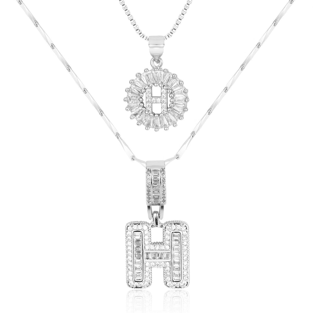 2pc 14k Sparkling Letter Initial Necklaces — product detail