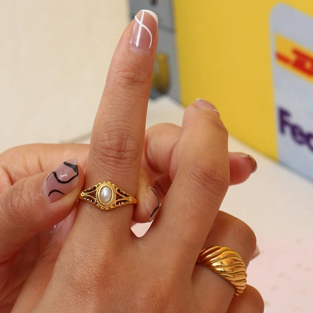18k Vintage Inspired Pearl Ring — product detail