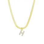 Dainty Diamond Letter Initial Herringbone Necklace — product detail