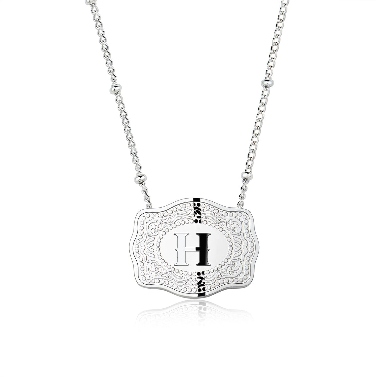 Dainty Belt Buckle Letter Initial Necklaces — product detail