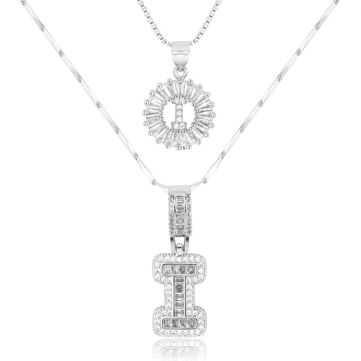 2pc 14k Sparkling Letter Initial Necklaces — product detail