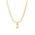 Dainty Diamond Letter Initial Herringbone Necklace — product detail
