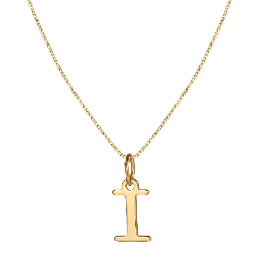 14k Minimal Serif Initial Necklace — product detail