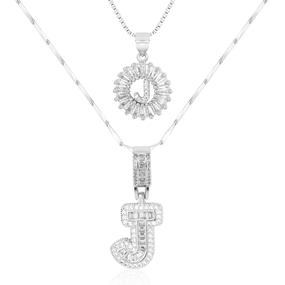 2pc 14k Sparkling Letter Initial Necklaces — product detail