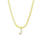 Dainty Diamond Letter Initial Herringbone Necklace — product detail