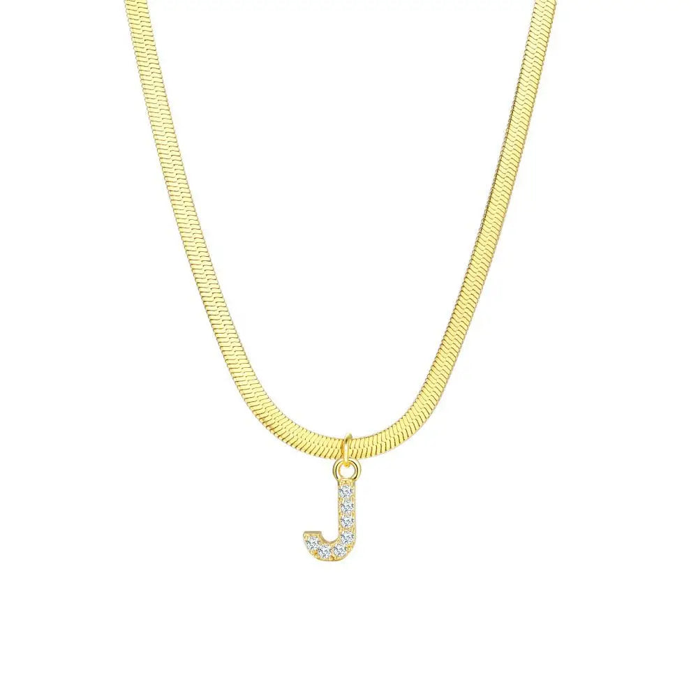Dainty Diamond Letter Initial Herringbone Necklace — product detail
