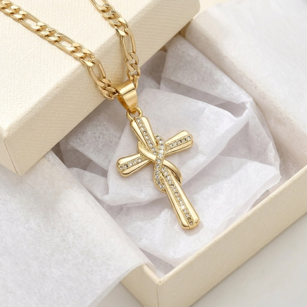 14k Sparkling Accented Infinity Cross Necklace — product detail