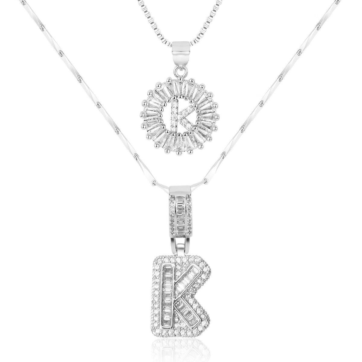 2pc 14k Sparkling Letter Initial Necklaces — product detail