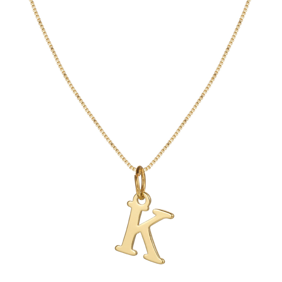 14k Minimal Serif Initial Necklace — product detail