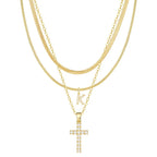 3pc 14k Diamond Accented Initial & Cross Necklace Set — product detail