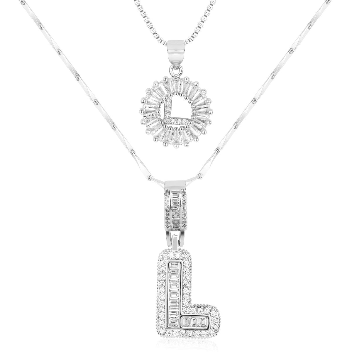 2pc 14k Sparkling Letter Initial Necklaces — product detail