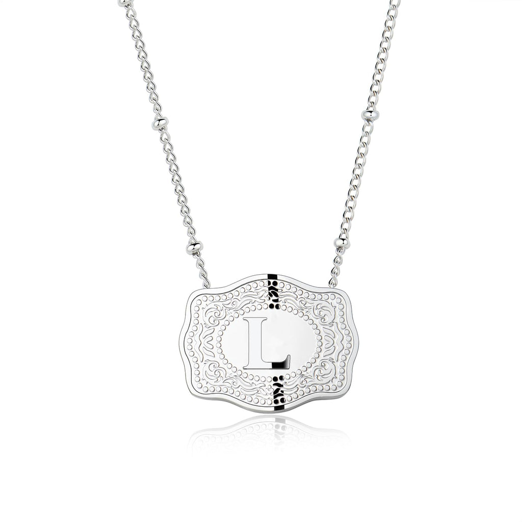 Dainty Belt Buckle Letter Initial Necklaces — product detail