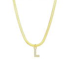 Dainty Diamond Letter Initial Herringbone Necklace — product detail