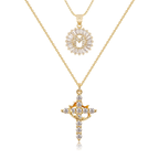 2pc 14k Sparkling Cross Crown & Initial Necklace Set — product detail