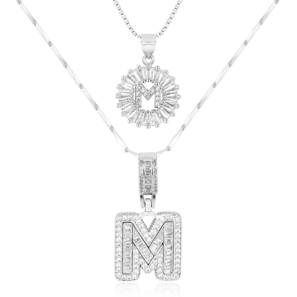2pc 14k Sparkling Letter Initial Necklaces — product detail