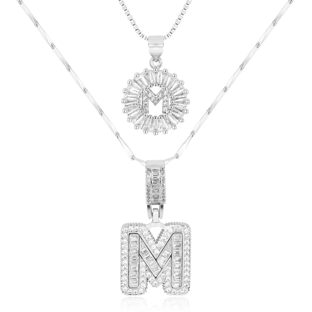2pc 14k Sparkling Letter Initial Necklaces — product detail