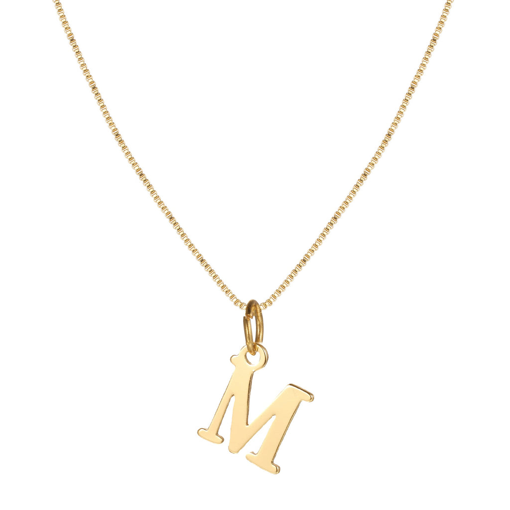 14k Minimal Serif Initial Necklace — product detail
