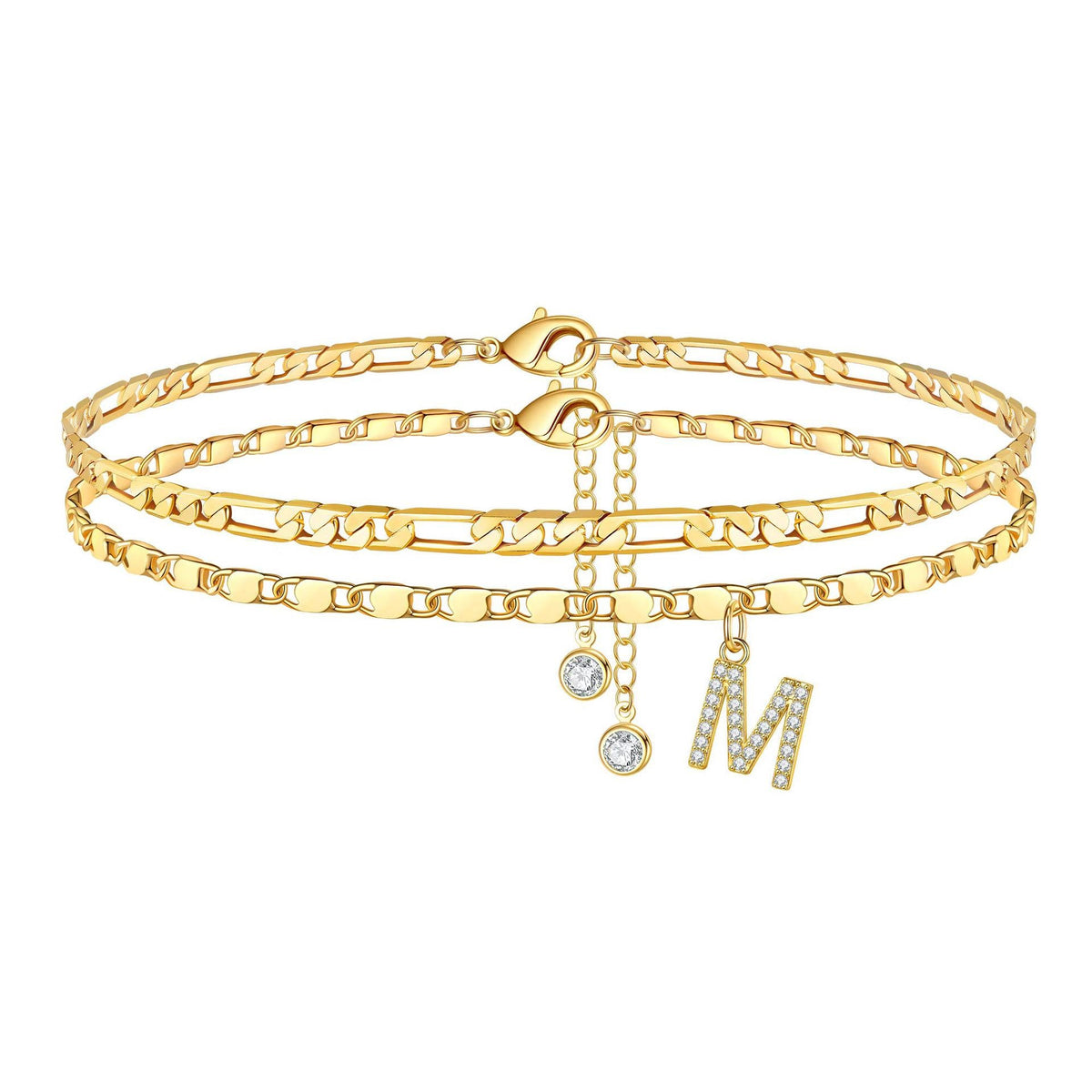 2pc 14k Sparkling Letter Initial Anklet — product detail