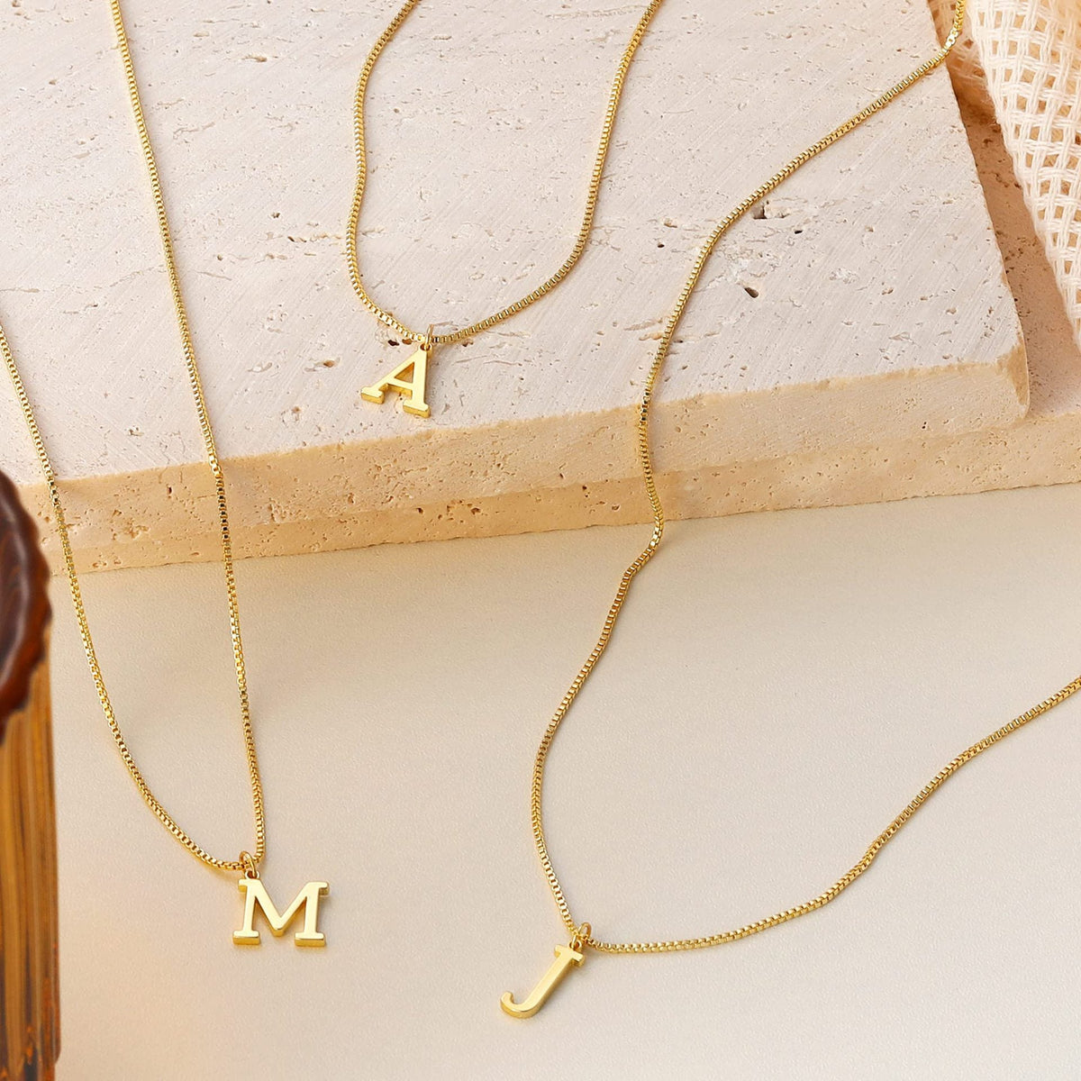 14k Minimal Serif Initial Necklace — product detail