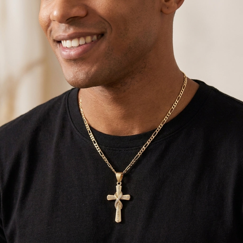14k Sparkling Accented Infinity Cross Necklace — product detail