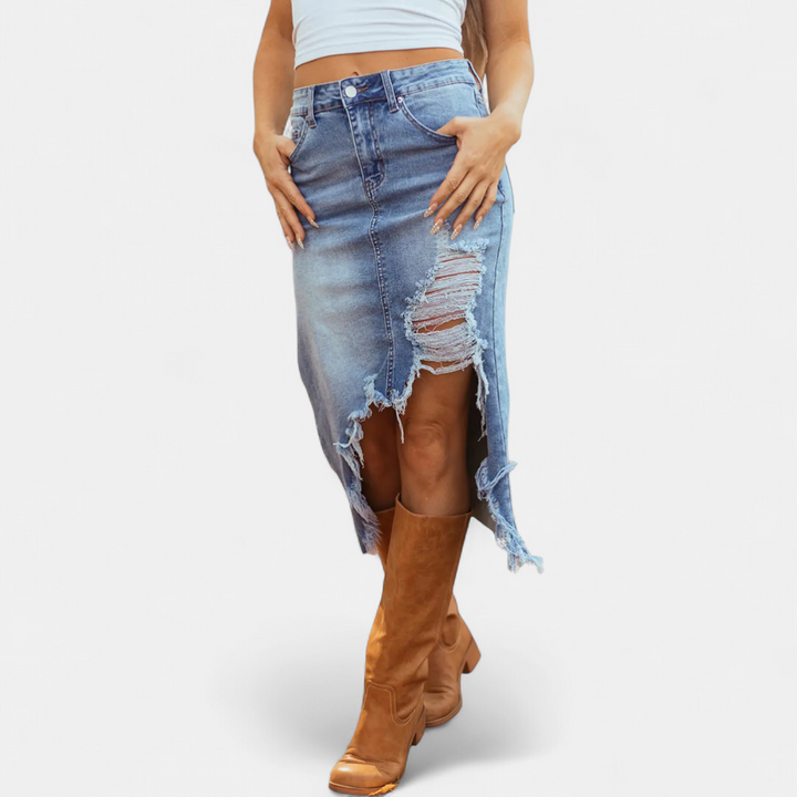 CHARLOTTE AVALON | DISTRESSED MIDI SKIRT FOR WOMAN