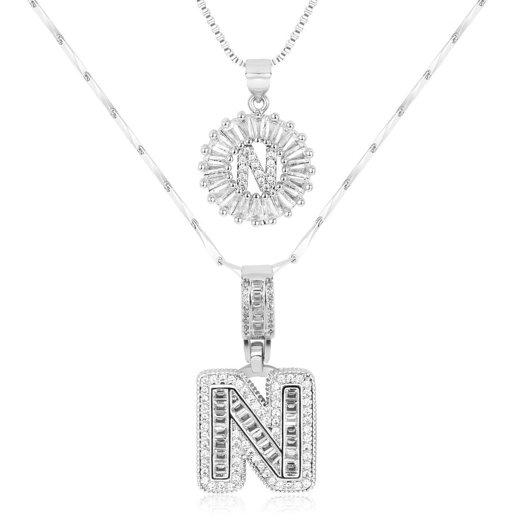 2pc 14k Sparkling Letter Initial Necklaces — product detail