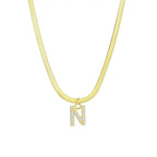 Dainty Diamond Letter Initial Herringbone Necklace — product detail