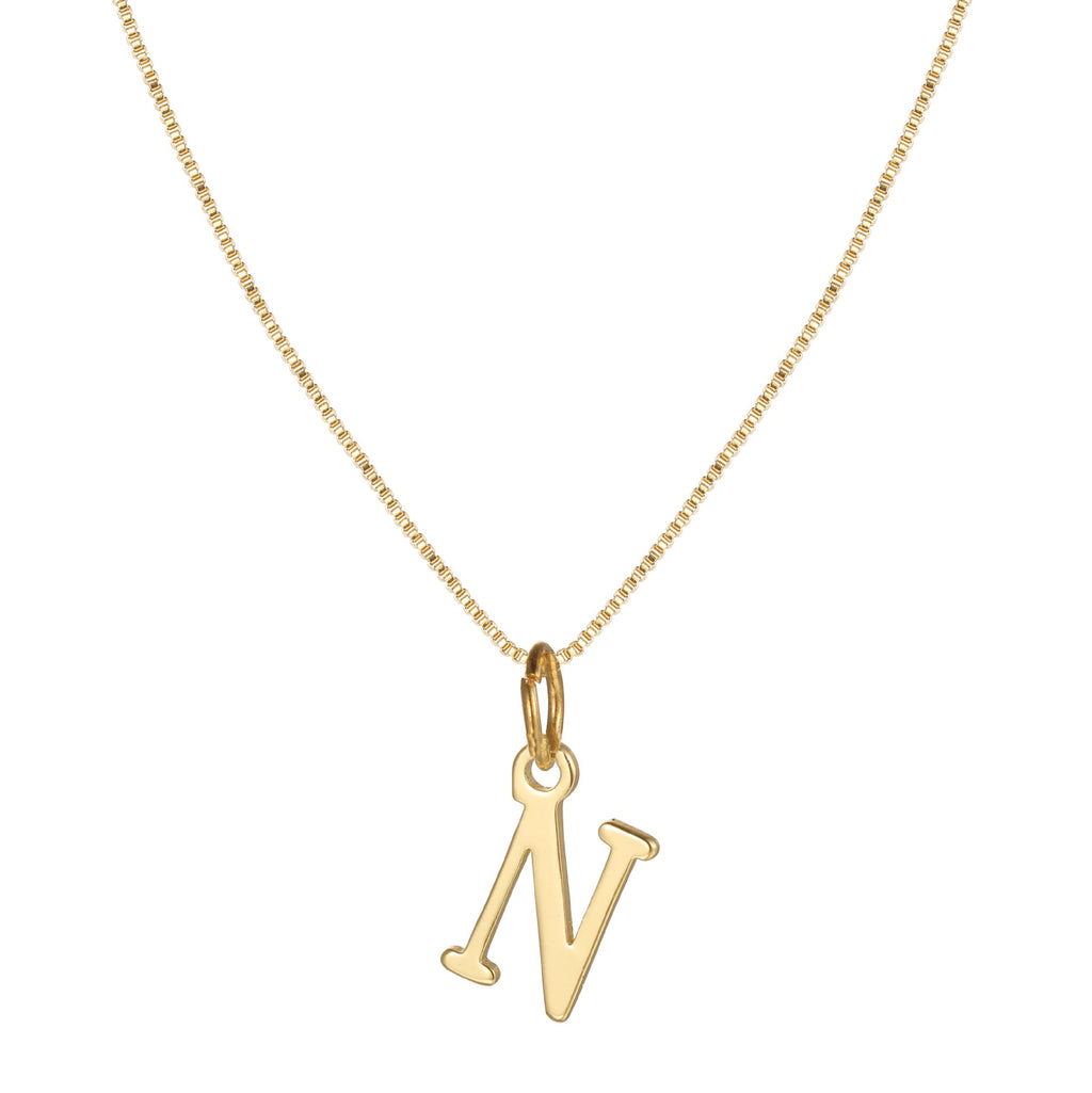 14k Minimal Serif Initial Necklace — product detail