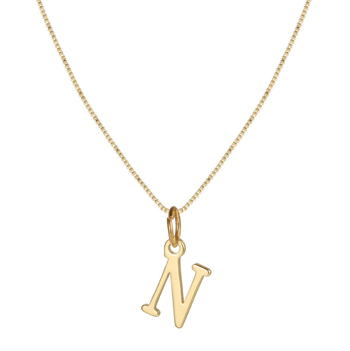 14k Minimal Serif Initial Necklace — product detail