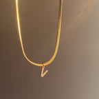 Dainty Diamond Letter Initial Herringbone Necklace — product detail