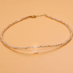 Dainty Stone Beaded Initial Necklace — product detail