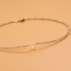 Dainty Stone Beaded Initial Necklace — product detail