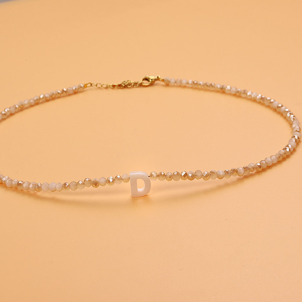 Dainty Stone Beaded Initial Necklace — product detail