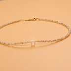 Dainty Stone Beaded Initial Necklace — product detail