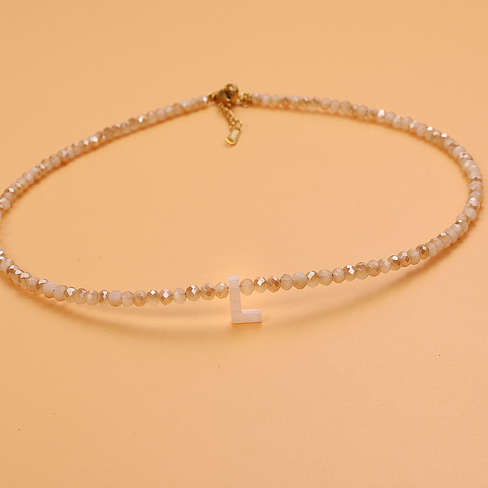 Dainty Stone Beaded Initial Necklace — product detail