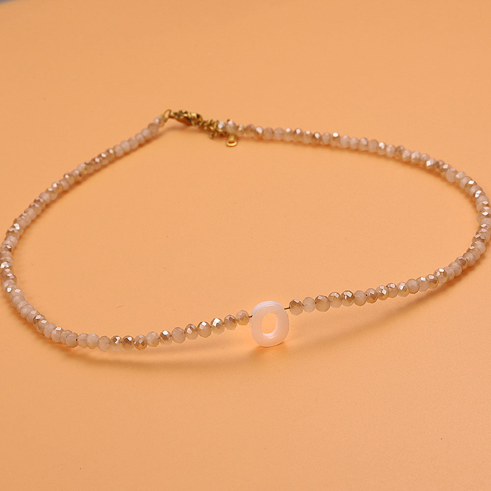 Dainty Stone Beaded Initial Necklace — product detail