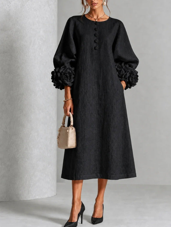CHARLOTTE AVALON | ROSETTE CUFF MIDI DRESS FOR WOMAN