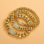 14k Chunky Sparkling Accented Clasp Cuban Link Bracelet — product detail