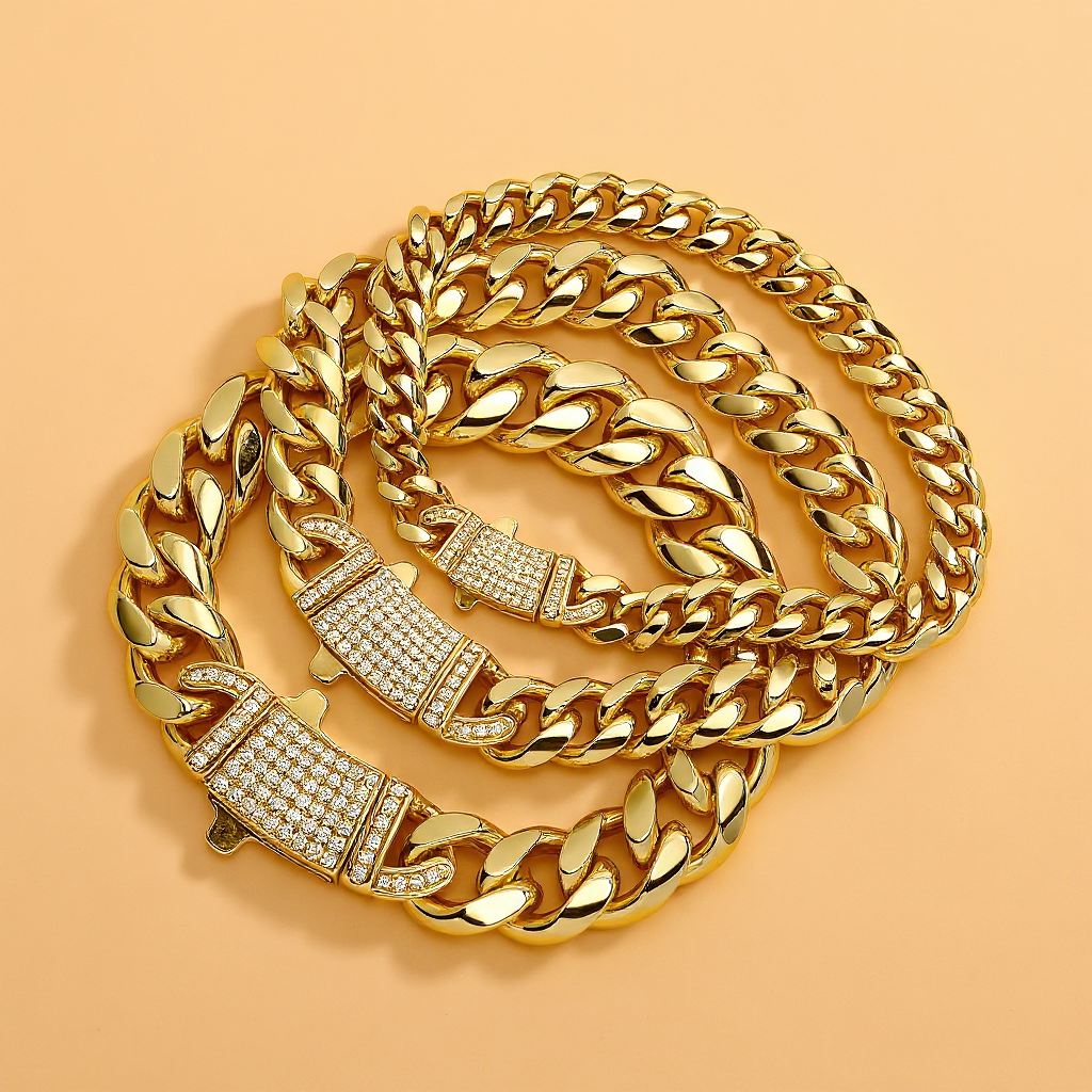 14k Chunky Sparkling Accented Clasp Cuban Link Bracelet — product detail