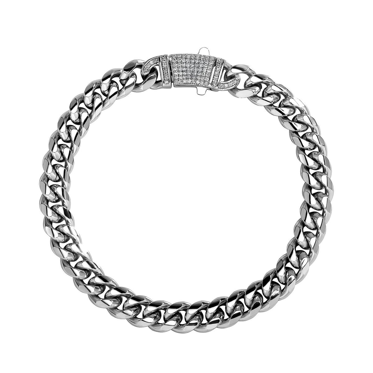 14k Chunky Sparkling Accented Clasp Cuban Link Bracelet — product detail