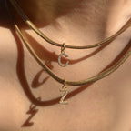 Dainty Diamond Letter Initial Herringbone Necklace — product detail