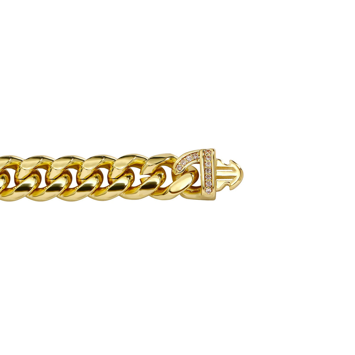 14k Chunky Sparkling Accented Clasp Cuban Link Bracelet — product detail