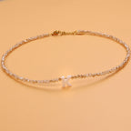 Dainty Stone Beaded Initial Necklace — product detail
