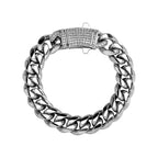 14k Chunky Sparkling Accented Clasp Cuban Link Bracelet — product detail