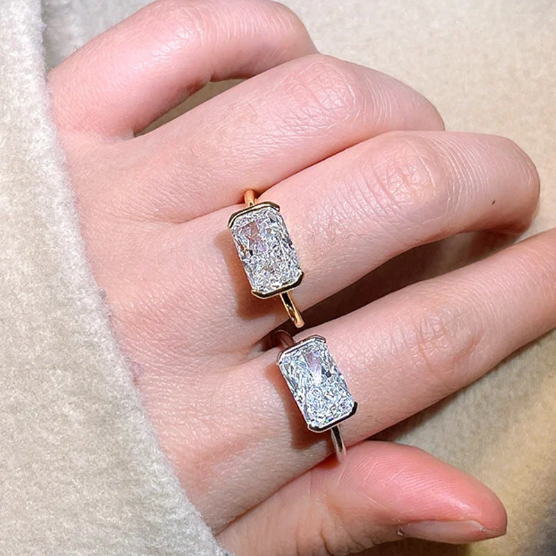 S925 East-West Emerald Cut Ring — product detail