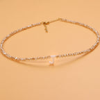 Dainty Stone Beaded Initial Necklace — product detail