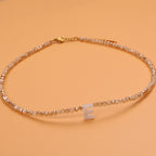 Dainty Stone Beaded Initial Necklace — product detail