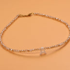 Dainty Stone Beaded Initial Necklace — product detail