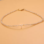 Dainty Stone Beaded Initial Necklace — product detail