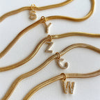 Dainty Diamond Letter Initial Herringbone Necklace — product detail